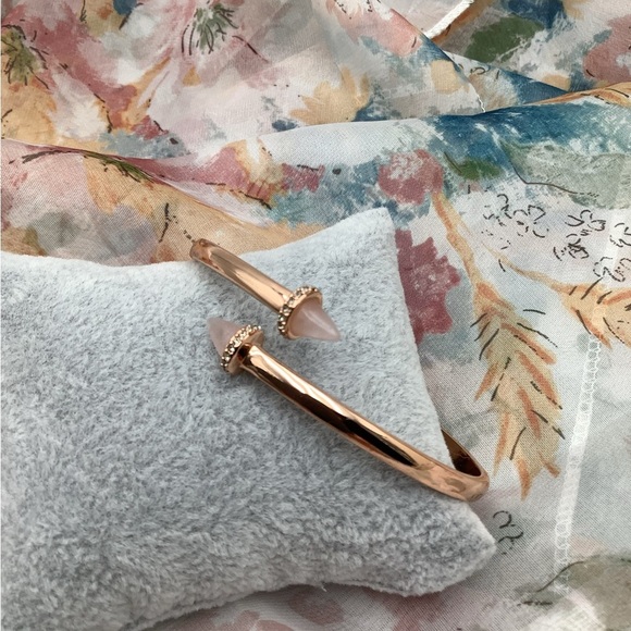 Rebecca Minkoff Rose gold Clamp Bracelet with Pink Quartz - Picture 2 of 3